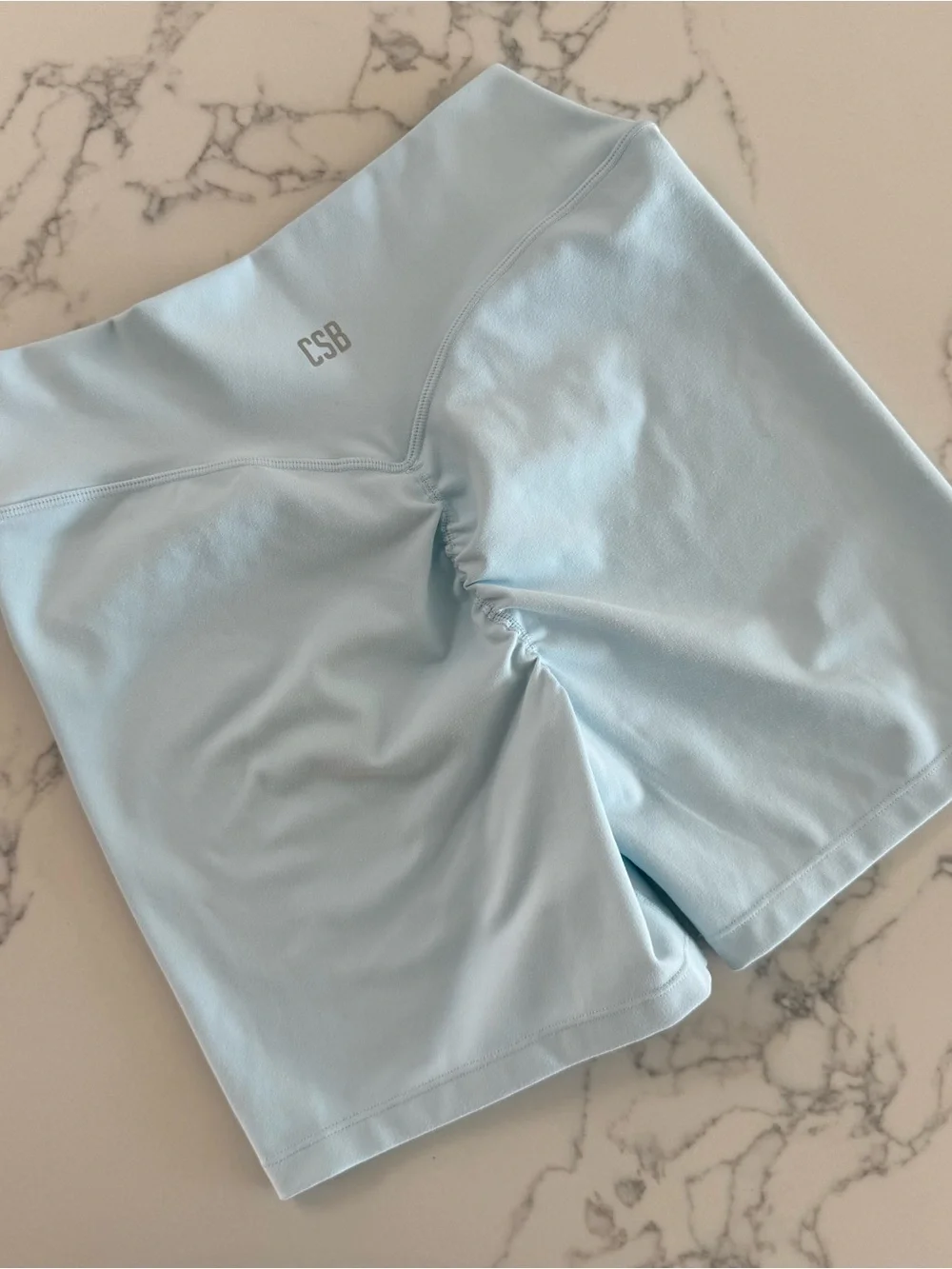 CSB Form Invisible Scrunch Shorts 5" - Powder Blue - Size Large - Picture 3 of 5